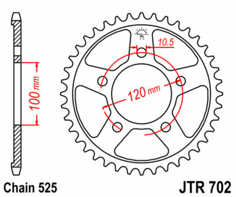 Corona JT SPROCKETS acero estándar 702 - Paso 525 JT SPROCKETS JTR702.40