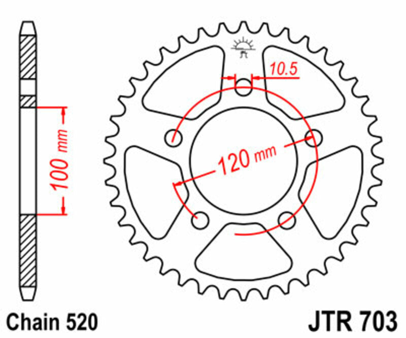 Corona JT SPROCKETS acero estándar 703 - Paso 520 JT SPROCKETS JTR703.40