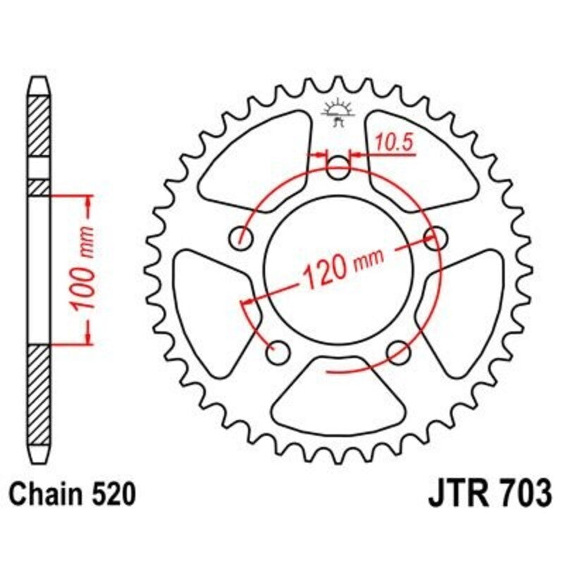 Corona JT 703 de acero con 47 dientes JT SPROCKETS JTR703.47