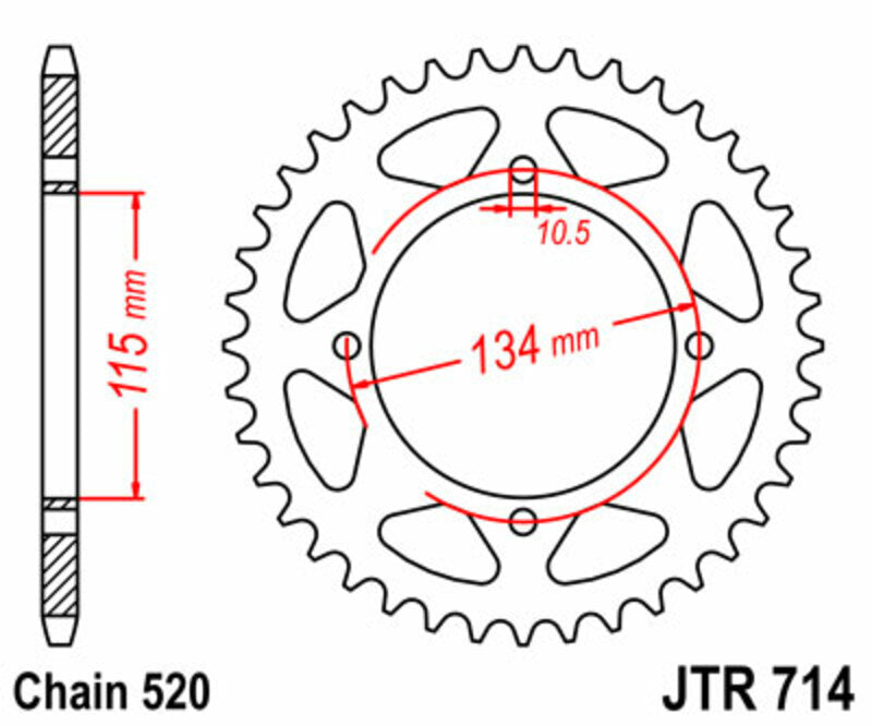 Corona JT SPROCKETS acero estándar 714 - Paso 520 JT SPROCKETS JTR714.50