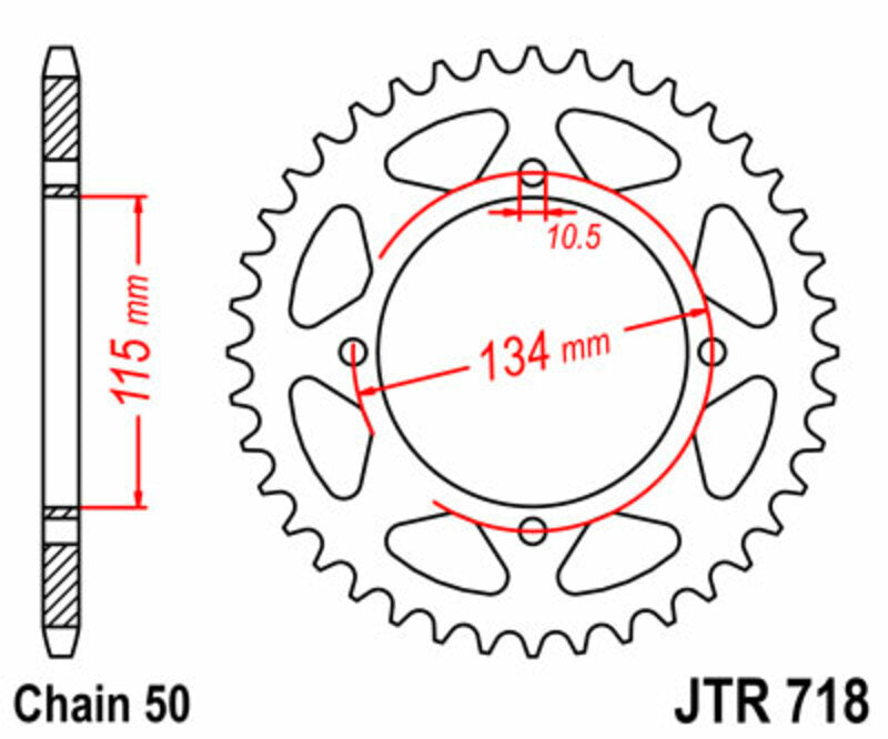 Corona JT SPROCKETS acero estándar 718 - Paso 530 JT SPROCKETS JTR718.46