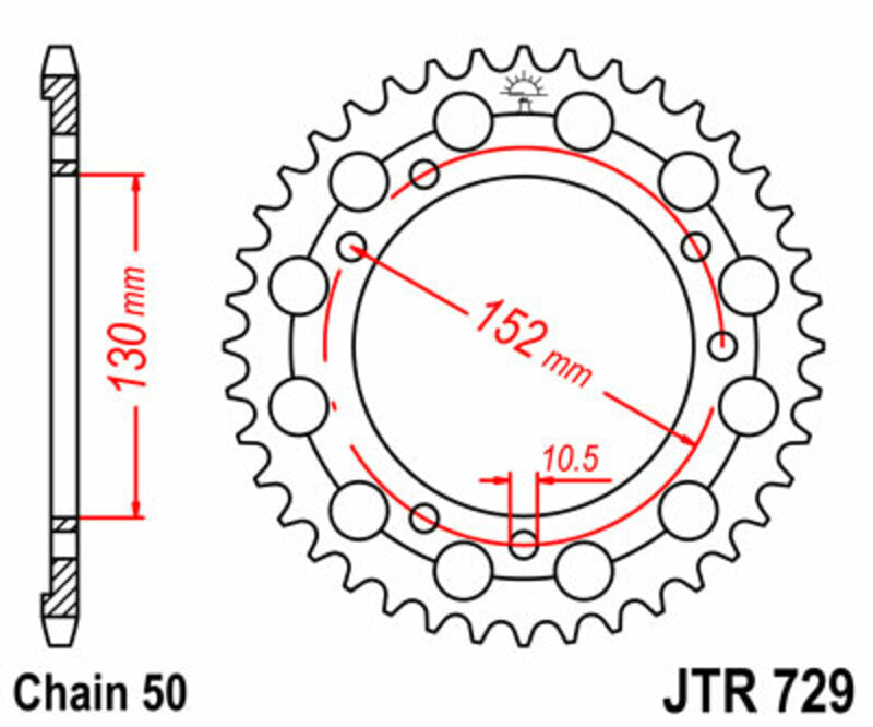 Corona JT SPROCKETS acero estándar 729 - Paso 530 JT SPROCKETS JTR729.46