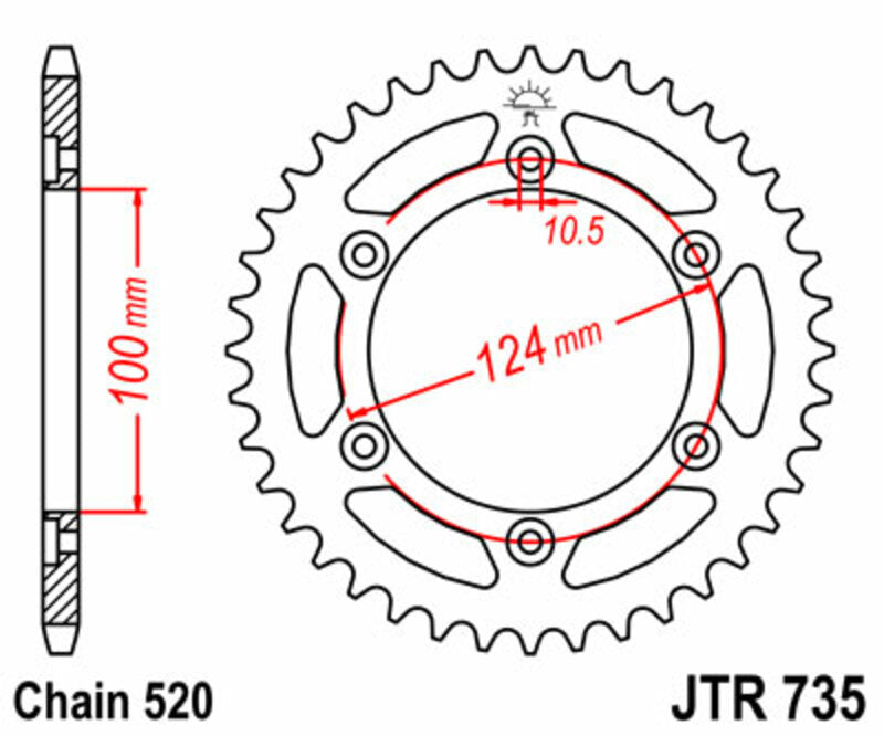 Corona JT 735 de acero con 42 dientes JT SPROCKETS JTR735.42