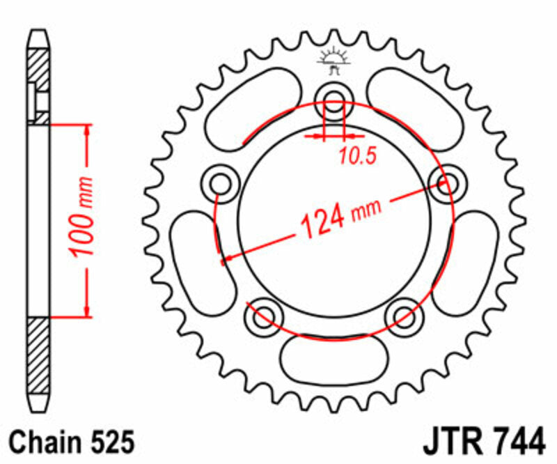 Corona JT SPROCKETS acero estándar 744 - Paso 525 JT SPROCKETS JTR744.36