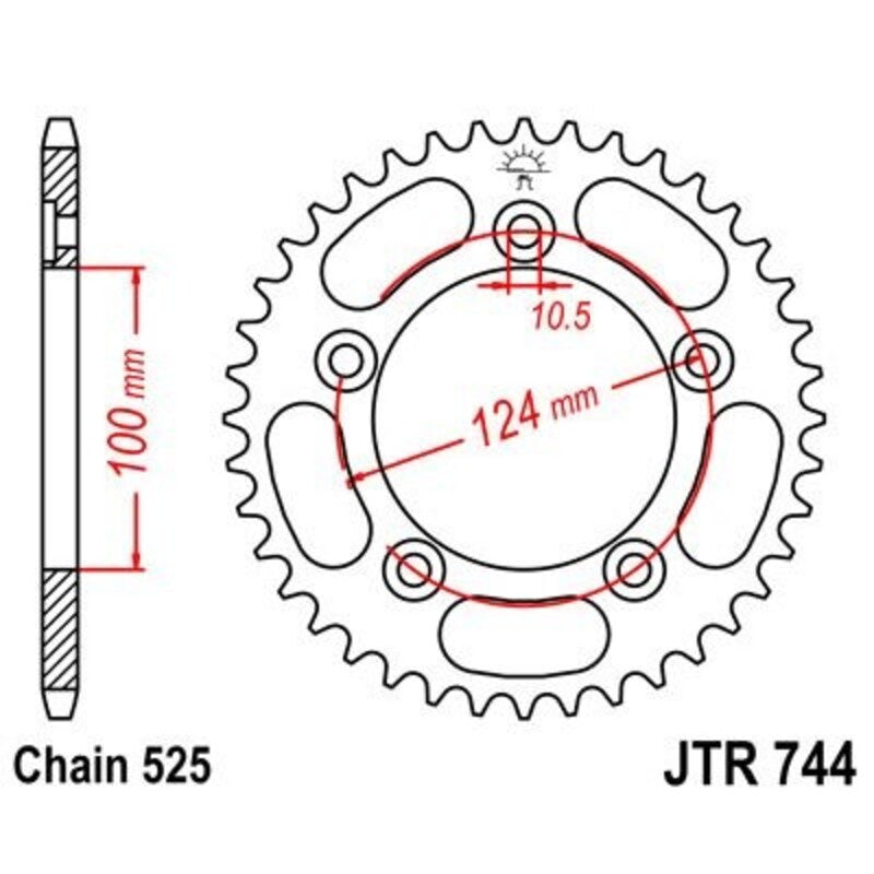 Corona JT 744 de acero con 38 dientes JT SPROCKETS JTR744.38