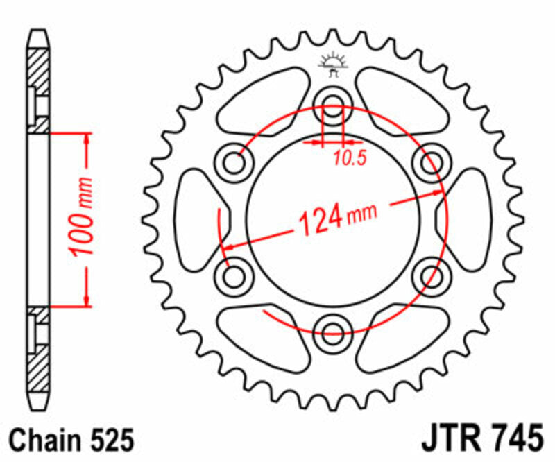 Corona JT SPROCKETS acero estándar 745 - Paso 525 JT SPROCKETS JTR745.39