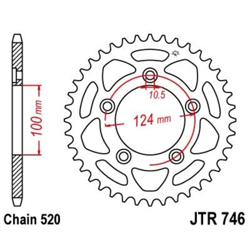 Corona JT 752 de acero con 45 dientes JT SPROCKETS JTR752.45