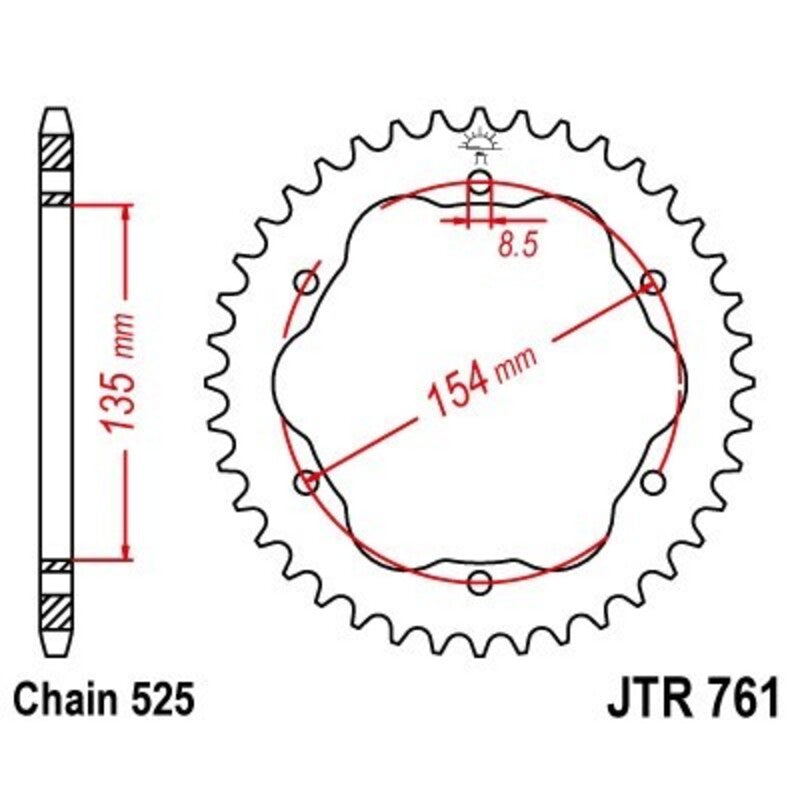 Corona JT 761 de acero con 43 dientes JT SPROCKETS JTR761.43
