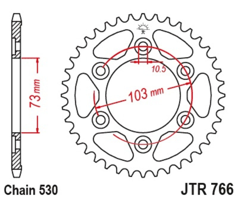 Corona JT 530 de acero con 43 dientes JT SPROCKETS JTR766.43