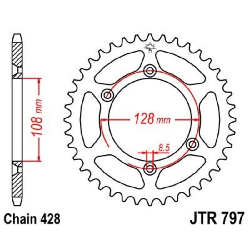 Corona JT 797 de acero con 57 dientes JT SPROCKETS JTR797.57