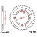 Corona JT 798 de acero con 44 dientes JT SPROCKETS JTR798.44