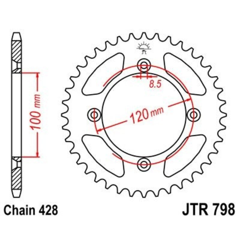 Corona JT 798 de acero con 50 dientes JT SPROCKETS JTR798.50