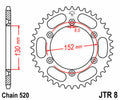 Corona JT SPROCKETS acero estándar 8 - Paso 520 JT SPROCKETS JTR8.51
