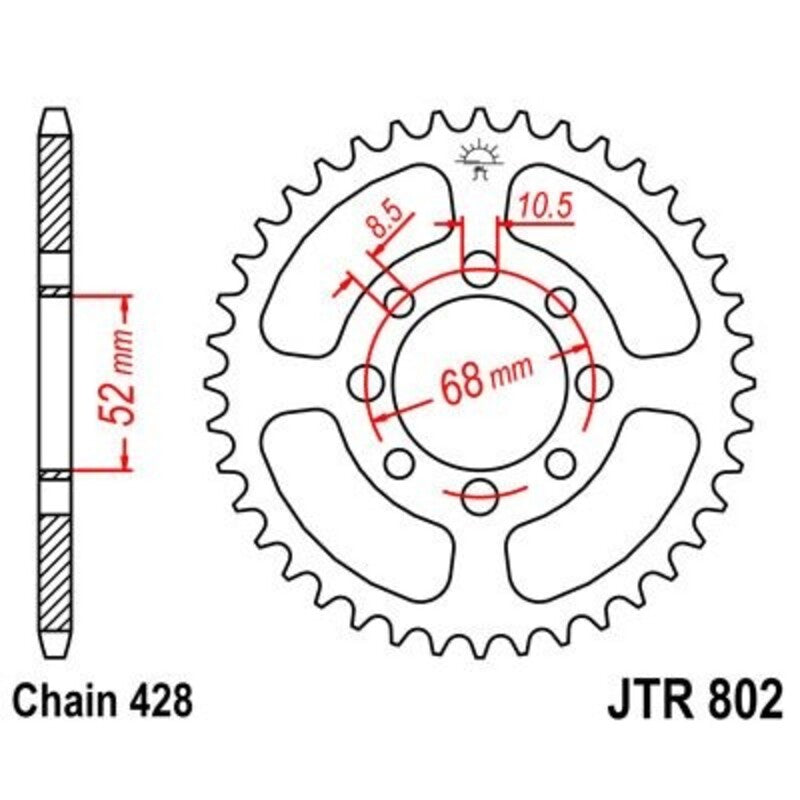 Corona JT 802 de acero con 43 dientes JT SPROCKETS JTR802.43