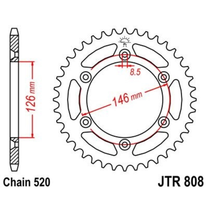 Corona JT 808 de acero con 53 dientes JT SPROCKETS JTR808.53