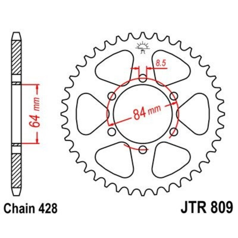 Corona JT 809 de acero con 51 dientes JT SPROCKETS JTR809.51