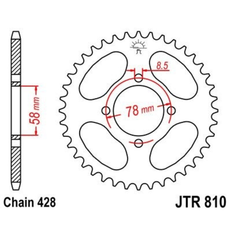 Corona JT 810 de acero con 43 dientes JT SPROCKETS JTR810.43