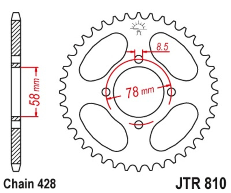 Corona JT 810 acero 46 dientes JT SPROCKETS JTR810.46