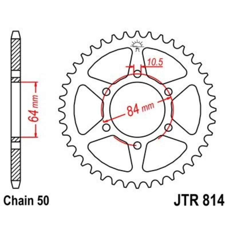 Corona JT 814 de acero con 40 dientes JT SPROCKETS JTR814.40