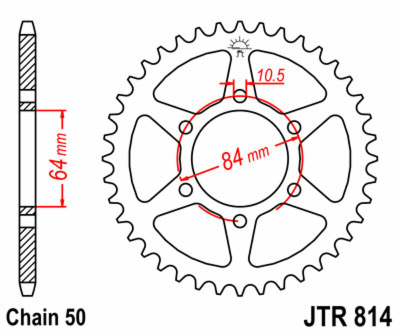 Corona JT 814 de acero con 42 dientes JT SPROCKETS JTR814.42