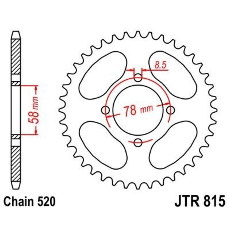 Corona JT 815 de acero con 38 dientes JT SPROCKETS JTR815.38