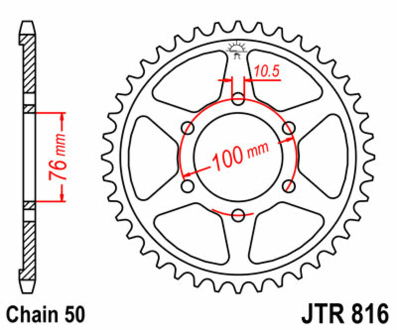 Corona JT SPROCKETS acero estándar 816 - Paso 530 JT SPROCKETS JTR816.42