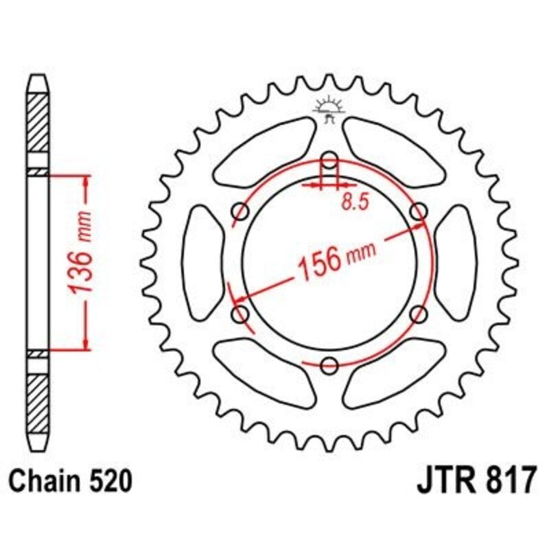 Corona JT 817 de acero con 46 dientes JT SPROCKETS JTR817.46