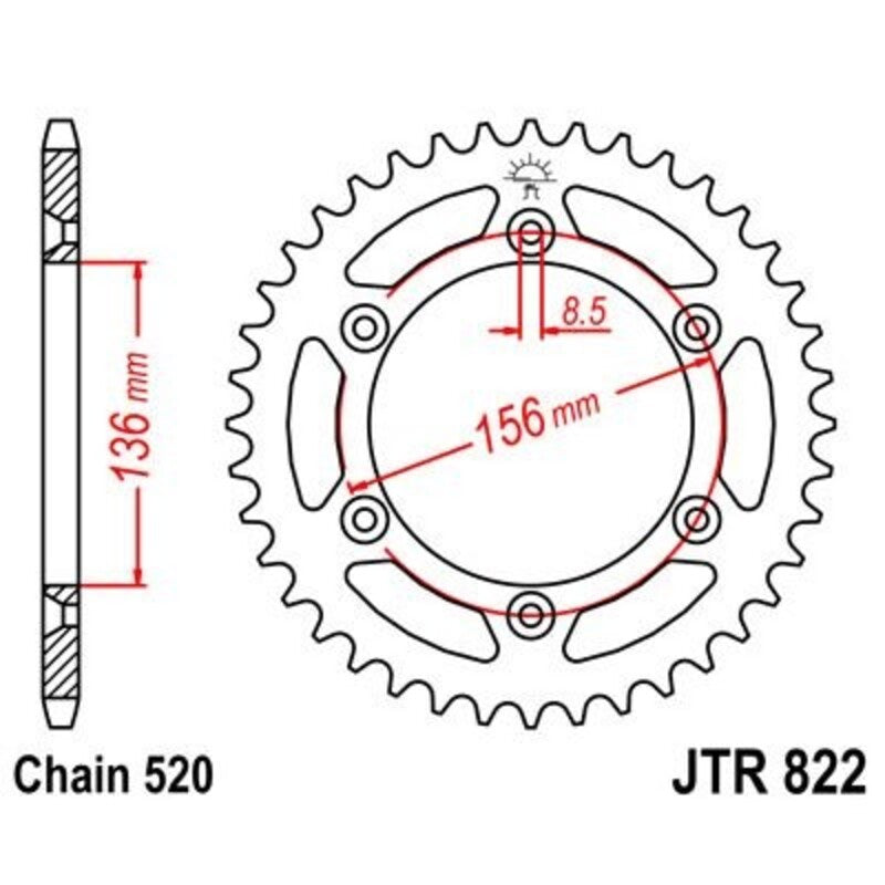 Corona JT 822 de acero con 49 dientes JT SPROCKETS JTR822.49
