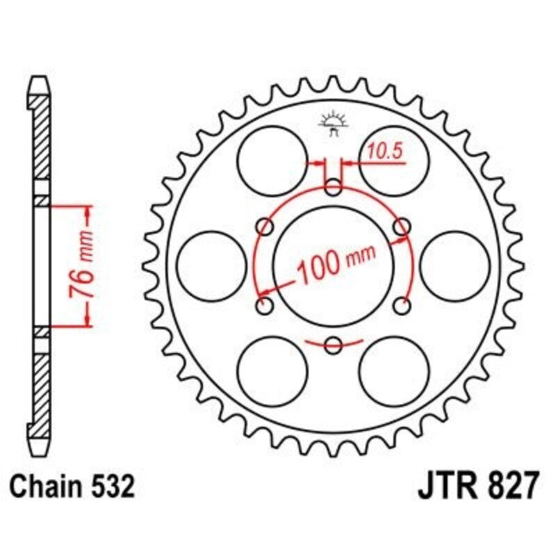 Corona JT SPROCKETS acero estándar 827 - Paso 532 JT SPROCKETS JTR827.43