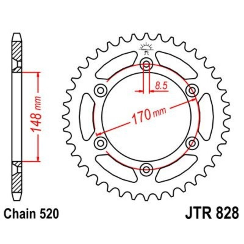Corona JT 828 de acero con 50 dientes JT SPROCKETS JTR828.50