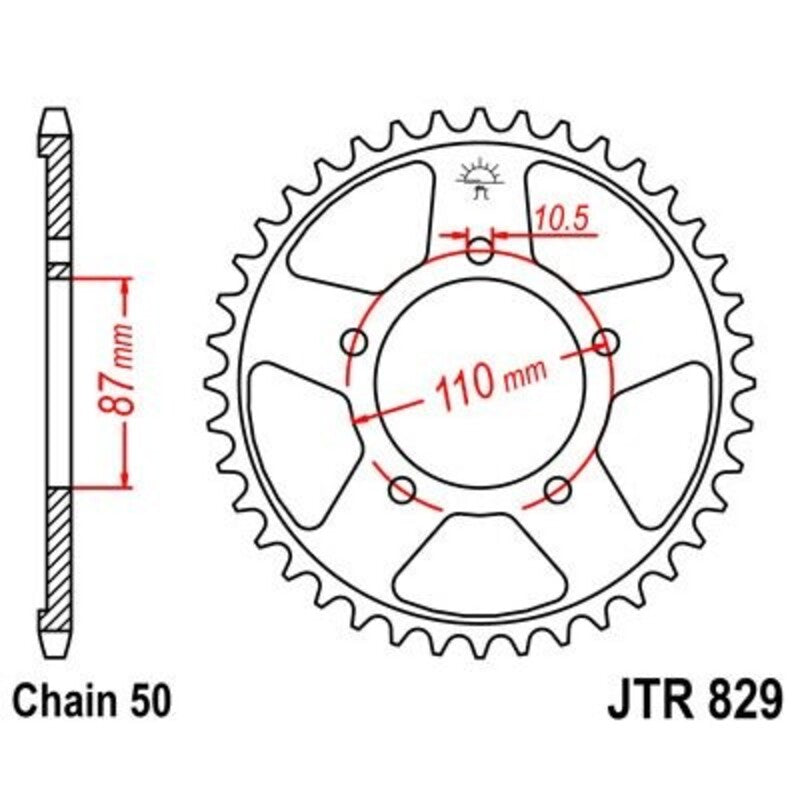 Corona JT 829 de zinc negro con 47 dientes JT SPROCKETS JTR829.47ZBK