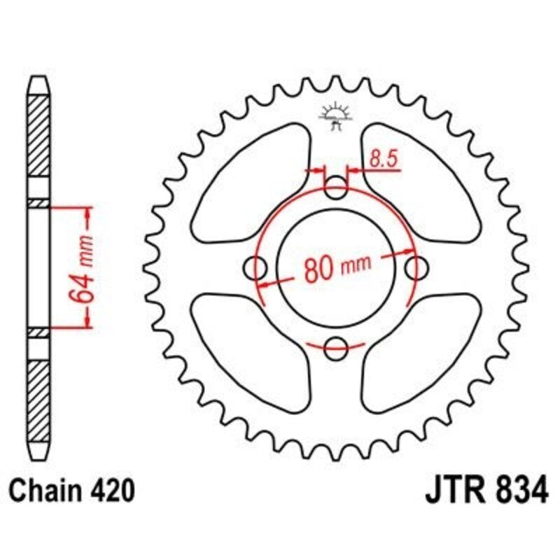 Corona JT 834 de acero con 37 dientes JT SPROCKETS JTR834.37