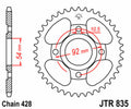 Corona JT SPROCKETS acero estándar 835 - Paso 428 JT SPROCKETS JTR835.45