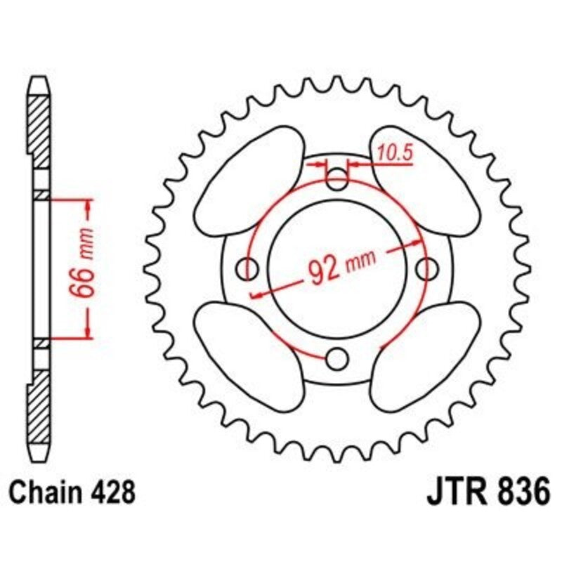 Corona JT 836 de acero con 39 dientes JT SPROCKETS JTR836.39