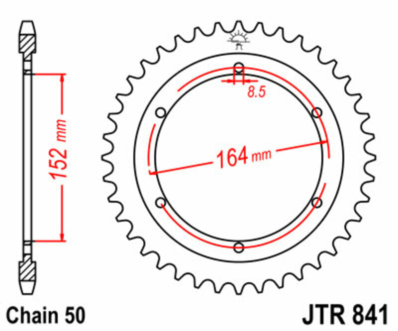 Corona JT SPROCKETS acero estándar 841 - Paso 530 JT SPROCKETS JTR841.42