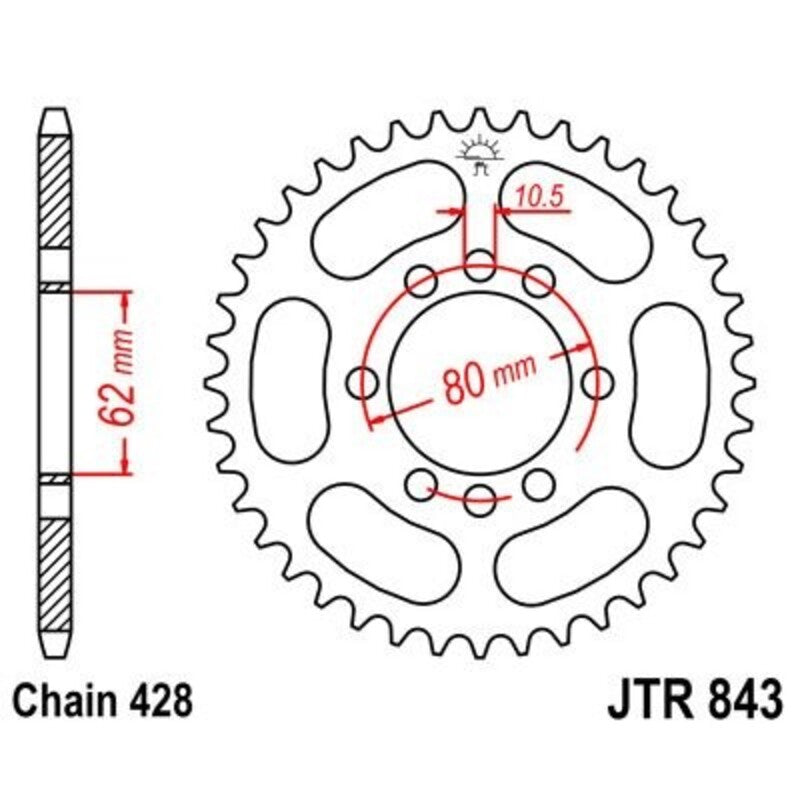 Corona JT 843 de acero con 51 dientes JT SPROCKETS JTR843.51