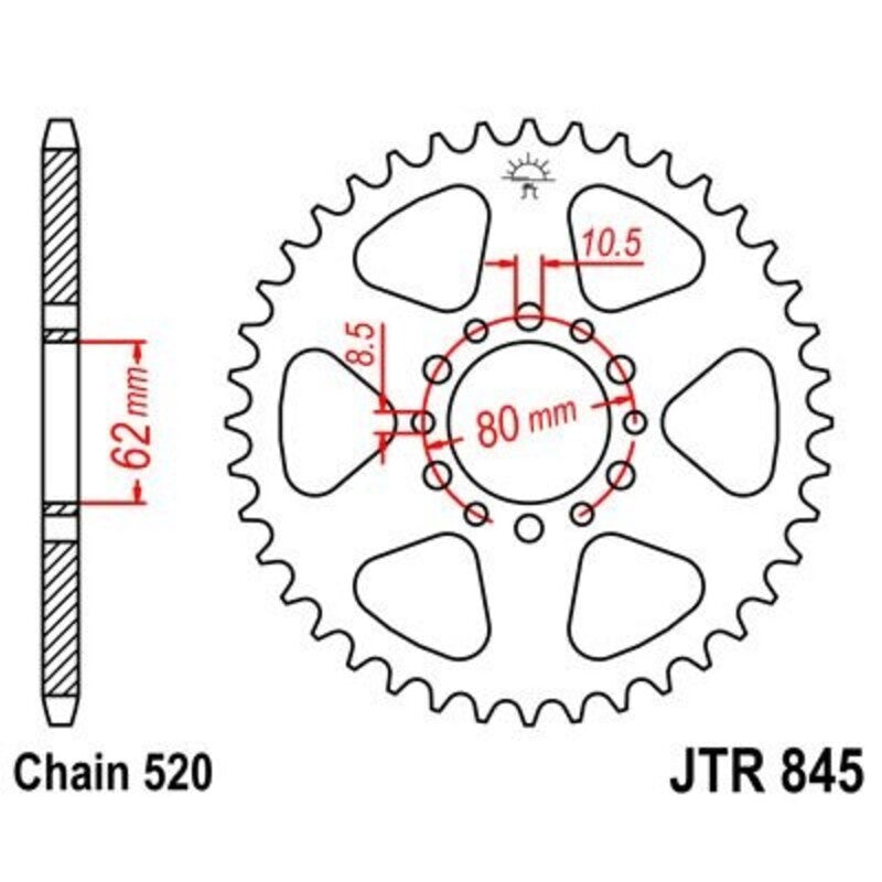 Corona JT 845 de acero con 43 dientes JT SPROCKETS JTR845.43