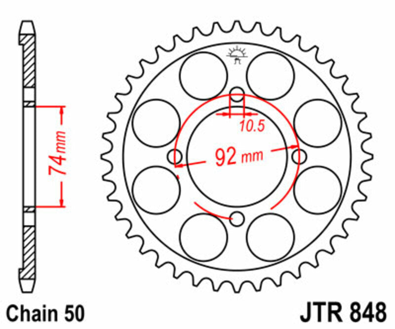 Corona JT SPROCKETS acero estándar 848 - Paso 530 JT SPROCKETS JTR848.37