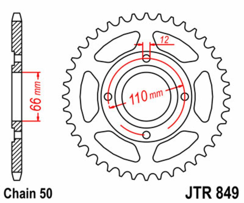 Corona JT SPROCKETS acero estándar 849 - Paso 530 JT SPROCKETS JTR849.38