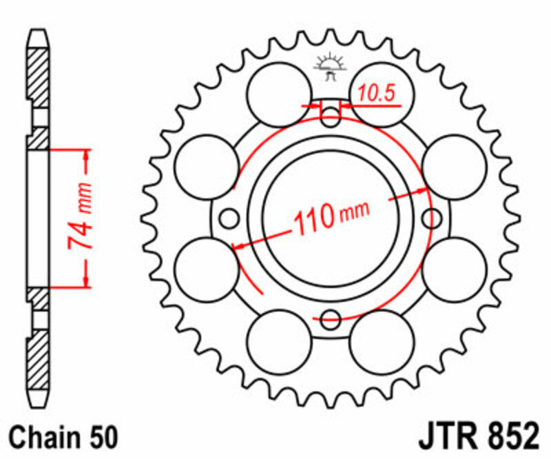 Corona JT 852 de acero con 41 dientes JT SPROCKETS JTR852.41
