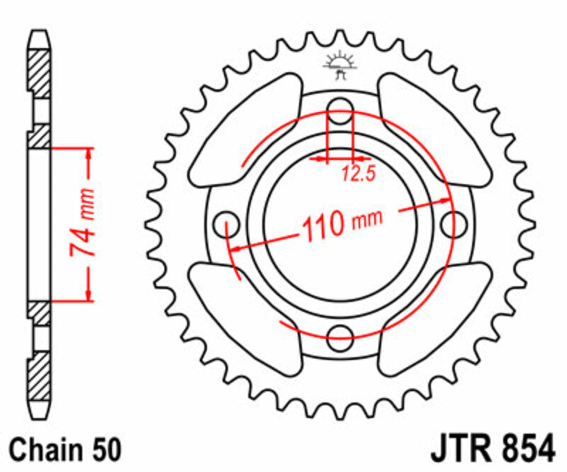 Corona JT SPROCKETS acero estándar 854 - Paso 530 JT SPROCKETS JTR854.39