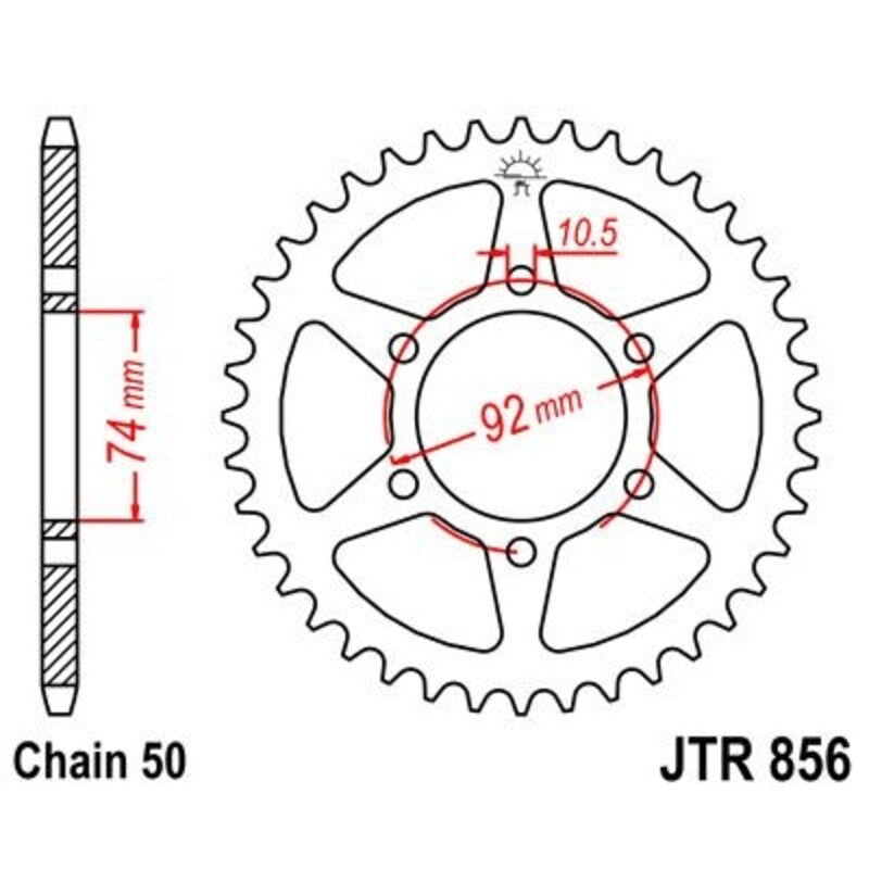 Corona JT R856 de acero con 44 dientes JT SPROCKETS JTR856.44