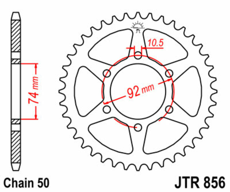 Corona JT SPROCKETS acero estándar 856 - Paso 530 JT SPROCKETS JTR856.45
