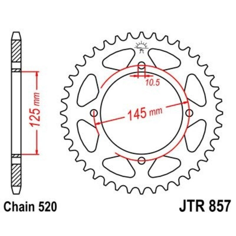 Corona JT 857 de zinc negro con 45 dientes JT SPROCKETS JTR857.45ZBK