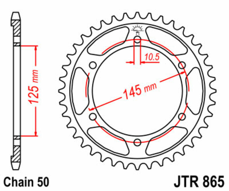 Corona JT SPROCKETS acero estándar 865 - Paso 530 JT SPROCKETS JTR865.44
