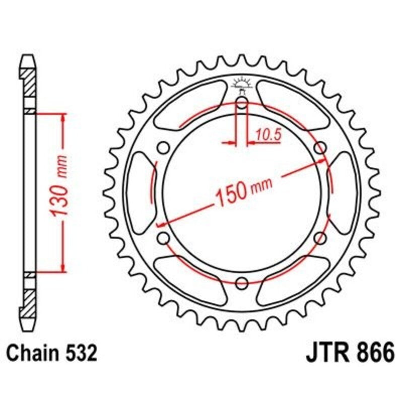 Corona JT SPROCKETS acero estándar 866 - Paso 532 JT SPROCKETS JTR866.43