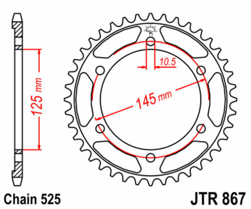Corona JT SPROCKETS acero estándar 867 - Paso 525 JT SPROCKETS JTR867.42