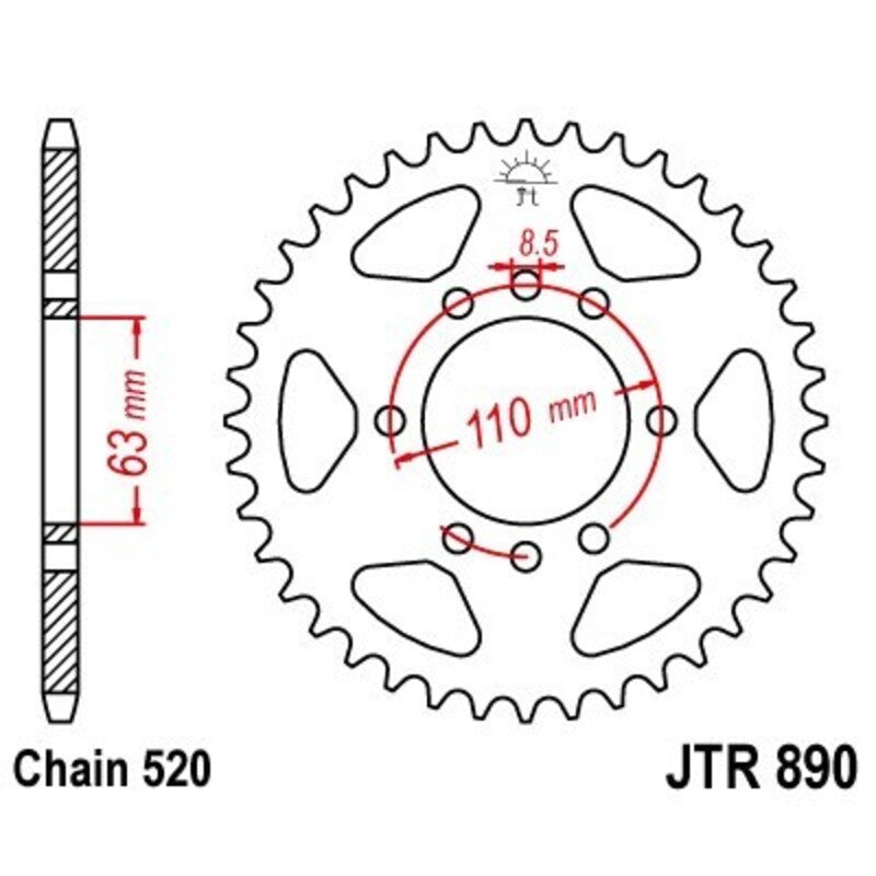 Corona JT 890 de zinc negro con 42 dientes JT SPROCKETS JTR890.42ZBK