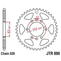 Corona JT 890 de zinc negro con 45 dientes JT SPROCKETS JTR890.45ZBK