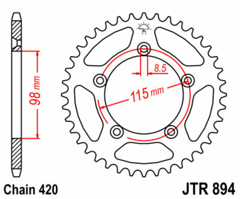 Corona JT SPROCKETS acero estándar 894 - Paso 420 JT SPROCKETS JTR894.46